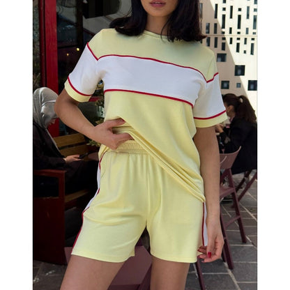 ⏳Time-limited Special⏰Women's Crew Neck Short Sleeve and Shorts Set
