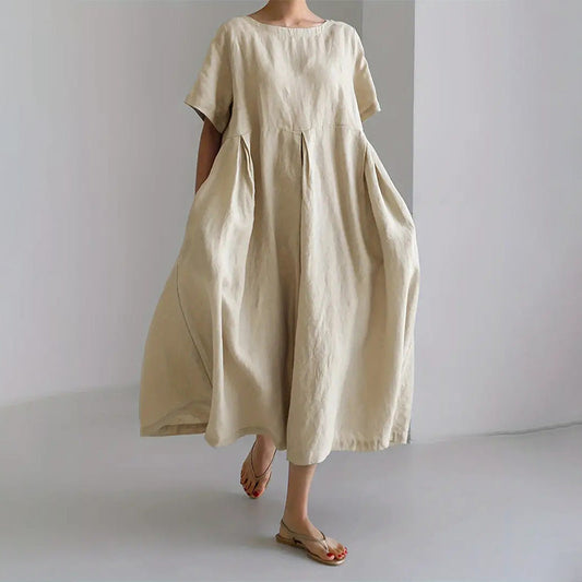 👗Effortless Comfort: Dress for Every Adventure💫Women’s Casual Loose Fit Round Neck Dress with Pockets