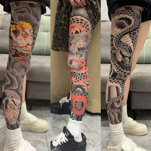 Stretchy Tattoo-Print Leg Sleeve
