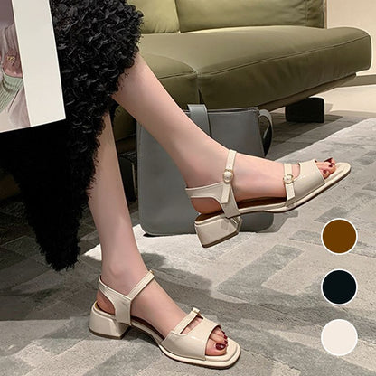 Elegant Hollow-out Mid-heel Women's Sandals