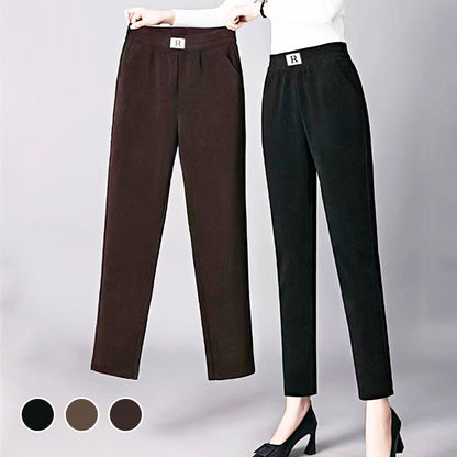 2023 New-Corduroy High Waist Straight Leg Plush Pants For Women