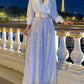 Stylish V-Neck Long Sleeve Shirt & Sequin Wide Leg Pants Two Piece Set