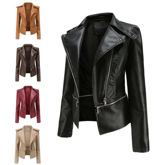 Hot Sale Zipper Soft Leather Jacket（Free Shipping）