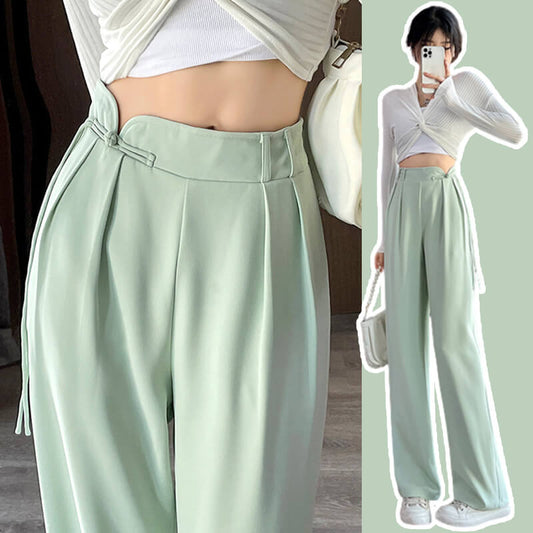 High Drape Trendy Straight Wide Leg Trousers