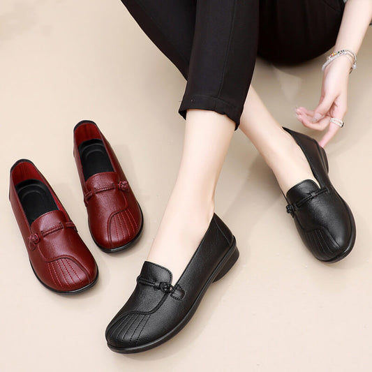 Mom leather soft sole shoes