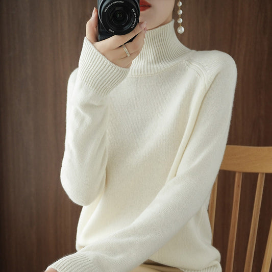 Solid Turtleneck Knit Sweater