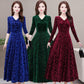 Women's Velour Style V-Neck Dress