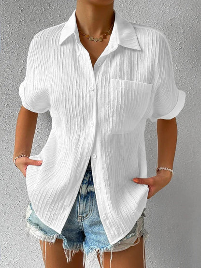 Shirt Collar Casual Buttoned Loose Blouse（50% OFF）