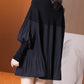 Plus Size Solid Color Lantern Sleeve Knit Dress（50% OFF）