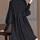 Plus Size Solid Color Lantern Sleeve Knit Dress（50% OFF）