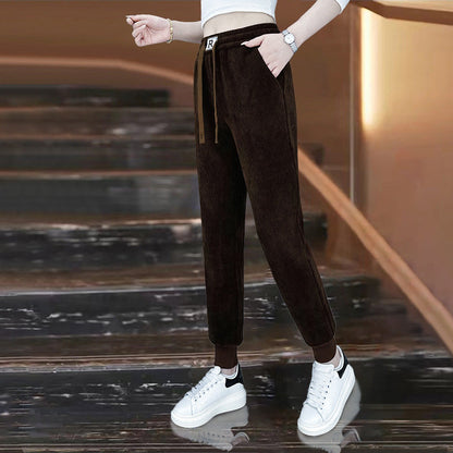 [Gift For Her] Women's Elastic High Waist Corduroy Casual Sweatpants