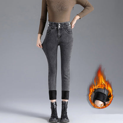 Women's High-Waisted Thick Plush - Lined Skinny Jeans（50% OFF）