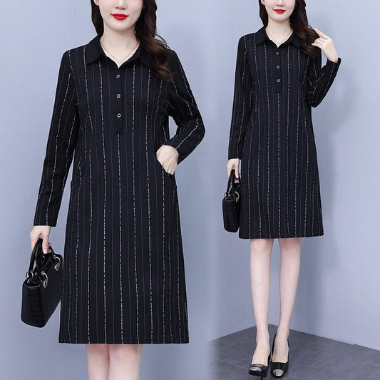 🎀Women's Loose Lapel Long Sleeve Dress with Pockets